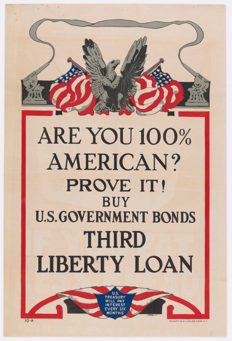 Poster ‘Are You 100% American?’, geproduceerd door Stern, 1918.