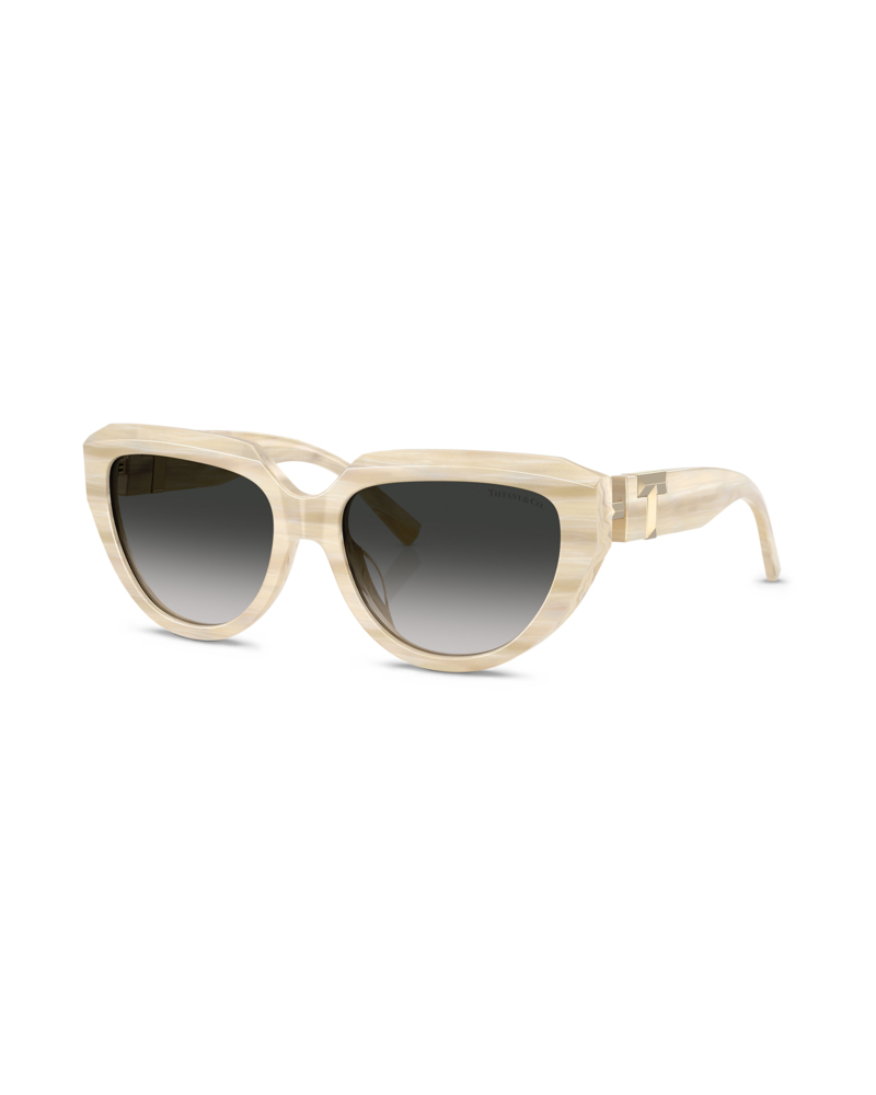 Tiffany T Sunglasses in Ivory Acetate met grijze glazen met kleurverloop