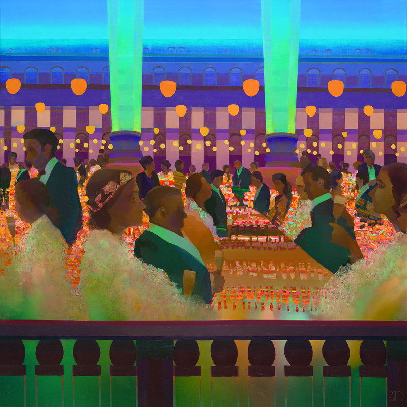 Venetian Nights, 110 x 110 cm, olieverf op paneel, 2022