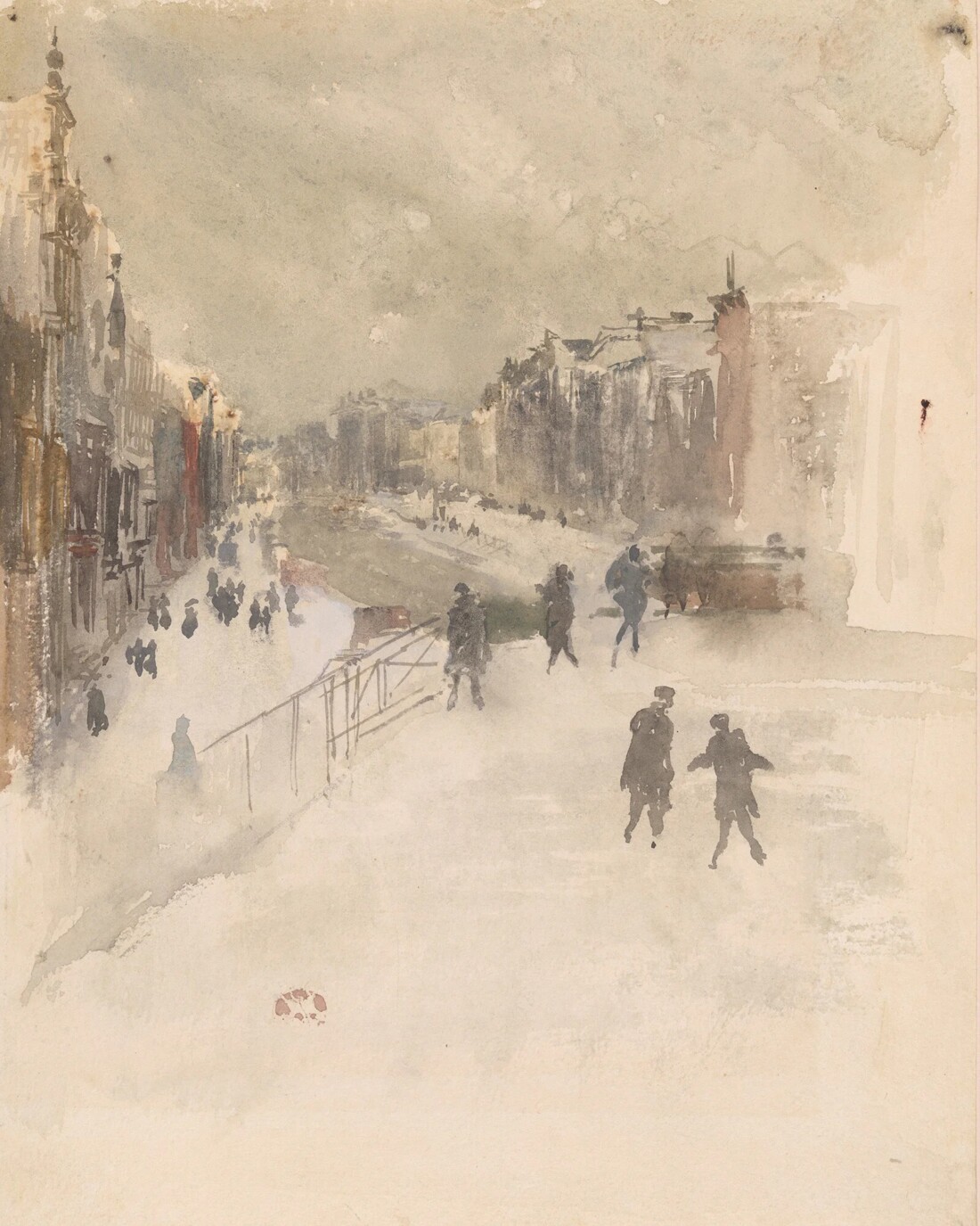 James McNeill Whistler, Sneeuw, Amsterdam, 1882, waterverf op papier, 28,6 × 22,8 cm, privécollectie